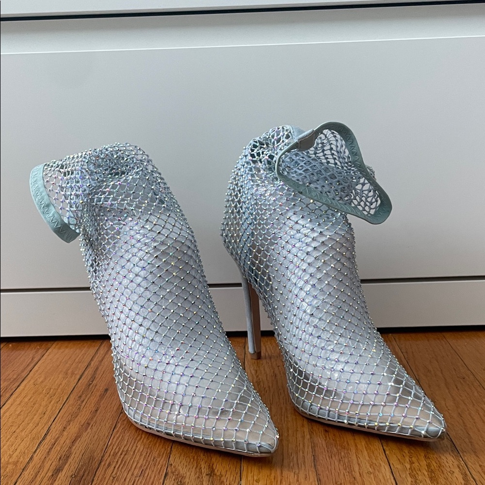 Silver Mesh Ankle Boots